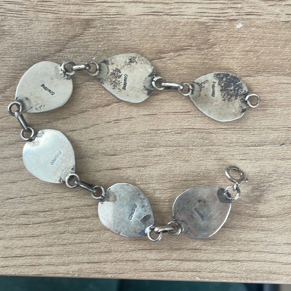 Vintage Turquoise Sterling Silver Native American Southwest Bear Paw Bracelet - Picture 3 of 4